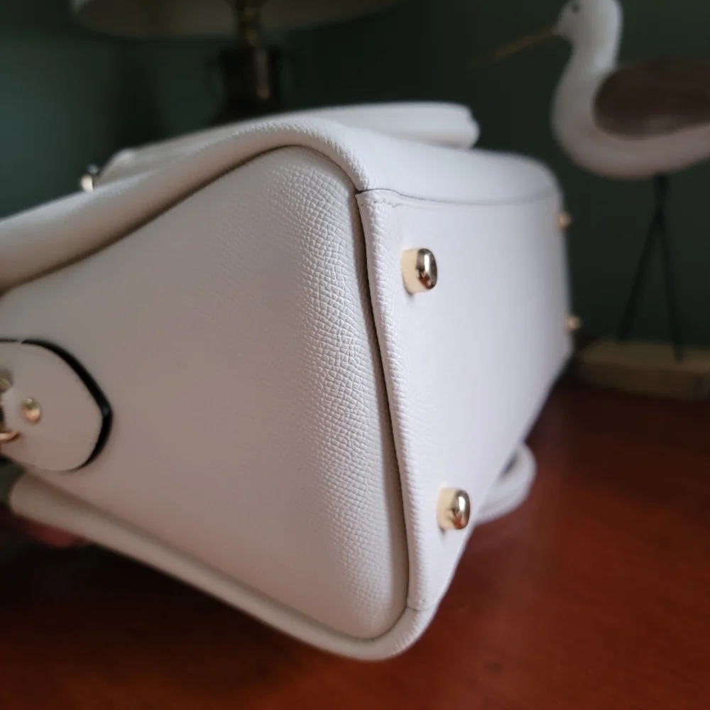 Coach CH290 Darcie Carryall White Cream Crossgrain Leather Satchel Bag